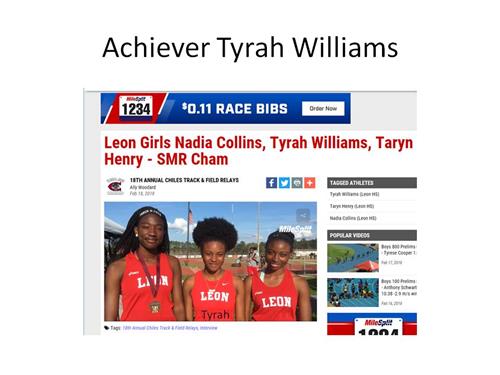 Achiever Tyrah Williams in the Middle 